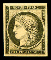 ** N°3f, 20c Noir Sur Jaune Impression De 1862, Fraîcheur Postale, SUP (certificat)    Qualité :... - 1849-1850 Ceres
