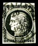O N°3, 20c Noir Obl Càd Type 14 Du 20 Janvier 1849, TTB (signé Scheller/Certificat)   ... - 1849-1850 Ceres