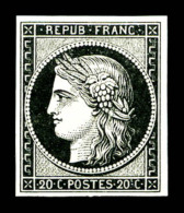 ** N°3, 20c Noir Sur Jaune, Fraîcheur Postale, SUP (certificat)    Qualité : ** - 1849-1850 Cérès