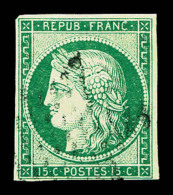 O N°2b, 15c Vert-foncé, TB (signé/certificat)    Qualité : O    Cote : 1200 Euros - 1849-1850 Ceres