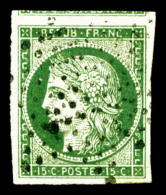 O N°2, 15c Vert, Obl étoile, Jolies Marges, Un Voisin, SUP (signé/certificat)    Qualité :... - 1849-1850 Ceres