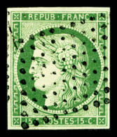 O N°2, 15c Vert, Oblitération Losange Evidé, TTB (signé Margue/certificat)   ... - 1849-1850 Ceres