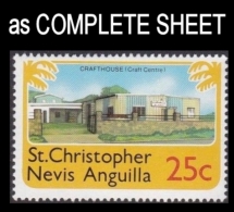 CV:€9.60 ST.CHRISTOPHER NEVIS & ANGUILLA 1978 Electricity Craft House 25c COMPLETE SHEET:50 Stamps FULL PANE - St.Christopher-Nevis-Anguilla (...-1980)