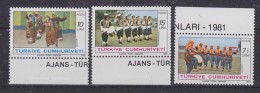 Turkey 1981 Folk Dances 3v (+margin) ** Mnh (30178) - Unused Stamps