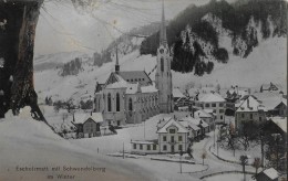 ESCHOLZMATT → Winteraufnahme Von Der Dorfpartie Bei Der Kirche 1912 - Escholzmatt