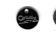 Jeton  De  Caddie  Argenté  Fond  Noir  Agences  Immobilières  Century 21 - Trolley Token/Shopping Trolley Chip