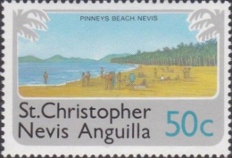 CV:€19.20 ST.CHRISTOPHER NEVIS & ANGUILLA 1978 Tourism Palm Trees 50c COMPLETE SHEET:50 Stamps FULL PANE - St.Christopher-Nevis-Anguilla (...-1980)