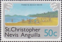CV:€96.00 BULK: 5 X ST.CHRISTOPHER NEVIS & ANGUILLA 1978 Tourism Palm Trees 50c COMPLETE SHEET:50 Stamps FULL PANE - St.Christopher-Nevis-Anguilla (...-1980)