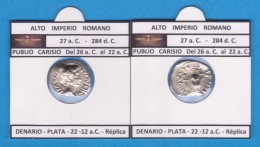 Hispania PUBLIO CARISIO DENARIO PLATA 22-12 A.C. Réplica   T-DL-11.751 - Counterfeits