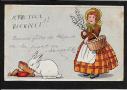 CPA Carte Ancienne Lapin Bunny Rabbit Fantaisie Illustrateur Circulé Par La Poste Gaufrée - Altri & Non Classificati