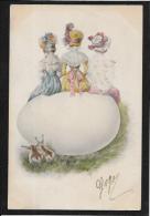 CPA Carte Ancienne Lapin Bunny Rabbit Fantaisie Illustrateur Circulé Viennoise Pâques - Altri & Non Classificati