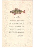 Faire Part De Naissance 1ER AVRIL , Poisson Perche , NEUF , Sur Papier Gaufré Bordure Feuille De Vigne , TB RARE - Birth & Baptism