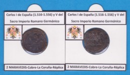 CARLOS I 2 MARAVEDIS Coble La Coruña Réplica  T-DL-11.783 - Monedas Falsas