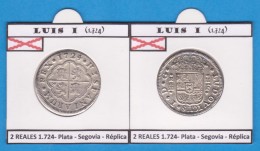 LUIS I 1.724 2 REALES 1.724 Plata Segovia Réplica  T-DL-11.792 - Fausses Monnaies