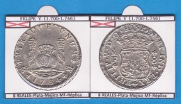 FELIPE V (1.700-1.746) 8 REALES 1.734 Plata Mejico MF Réplica  T-DL-11.793 - Monedas Falsas