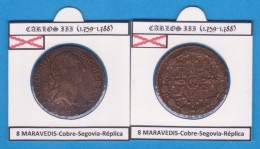 CARLOS III (1.759-1.788) 8 MARAVEDIS Cobre Segovia Réplica  T-DL-11.795 - Fausses Monnaies