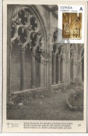 TARRAGONA MONASTERIO DE SANTES CREUS MAXIMA CON TUSELLO MAT TURISTICO BORROSO SOBRE POSTAL ANTIGUA - Abdijen En Kloosters