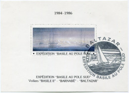 VIGNETTE EN BLOC-FEUILLET 1984-1986 EXPEDITION "BASILE AU POLE SUD AVEC CACHET ILLUSTRE "BALTAZAR" EXPEDITION BASILE..." - Evenementen & Herdenkingen