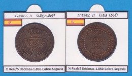 Isabel II (1.833-1.868) 1,2 Real, 5 Décimas 1.850 Cobre Segovia  T-DL-11.802 - Imitazioni