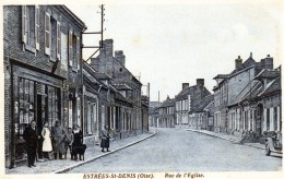Cpa (60) ESTREES-ST-DENIS - Rue De L´Eglise (bleue) - Estrees Saint Denis