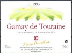 051 - Gamay De Touraine - A.O.C. Pierre Chevallier 49750 Rablay - Rode Wijn