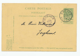 690/23 - Entier Postal Armoiries BRUGES 1909 - Origine Manuscrite ASSEBROUCK ( Assebroek) Signé Vandenbroele - Cartes Postales 1871-1909