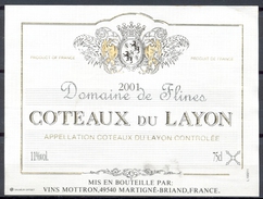 066 - Coteaux Du Layon - 2001 - Domaine De Flines - A.O.C. - Vins Mottron 49540 Martigné Briand - Witte Wijn