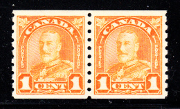 Canada MH Scott #178 1c George V Arch Issue Coil Pair - Roulettes