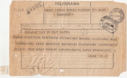 TELEGRAMME SENT FROM CLUJ NAPOCA TO KOSICE, 1929, ROMANIA - Telegraphenmarken