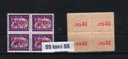 BULGARIA / BULGARIE 1957 Overprinted ERROR + And On The Opposite Side Overprinted –MNH Block Of Fo - Variétés Et Curiosités