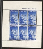 E)1950 NEW ZEALAND, SOLDIER PLAYING TRUMPET, MINIATURE SHEET, MNH - Ongebruikt