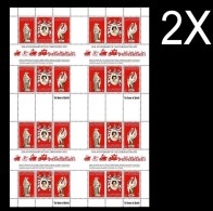 BULK:2 X ST.CHRISTOPHER NEVIS ANGUILLA Q2 Coronation Falcon Pelican UNCUT SHEET:24 Stamps FULL PANES - Pelícanos