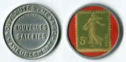 N93-0388 - Timbre-monnaie Nouvelles Galeries Type 1 - 5 Centimes - Kapselgeld - Encased Postage - Noodgeld