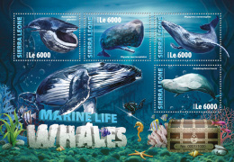 SIERRA LEONE 2016 ** Diving Tauchen Whales M/S - OFFICIAL ISSUE - A1620 - Plongée