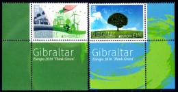 GIBRALTAR  EUROPA 2016 "Think Green" Set Of 2v** - 2016