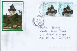 The Clock Tower Of Graz. Schloßberg ., On Letter Posted To ANDORRA - Brieven En Documenten