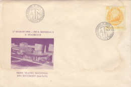 WORLD THEATRE DAY, BUCHAREST NEW NATIONAL THEATRE MODEL, SPECIAL COVER, 1970, ROMANIA - Briefe U. Dokumente