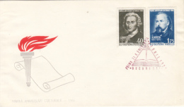 CULTURAL ANNIVERSARIES, J.J. ROUSSEAU, A.I. HERZEN, COVER FDC, 1962, ROMANIA - FDC