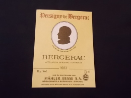 Etiquette De Vin  Persigny De Bergerac Michel De Montaigne 1983 Mahler Besse SA - Bergerac