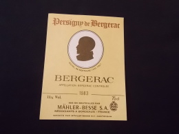 Etiquette De Vin  Persigny De Bergerac Michel De Montaigne 1983 Mahler Besse SA - Bergerac