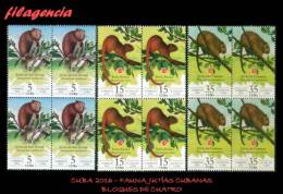 CUBA. BLOQUES DE CUATRO. 2016-16 FAUNA. JUTÍAS DE CUBA - Unused Stamps