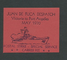 C05-56 CANADA Juan De Fuca Local Post May 1970 Label MNH B Blue On Red - Local, Strike, Seals & Cinderellas