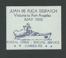 C05-57 CANADA Juan De Fuca Local Post May 1970 Label MNH B Blue On Blue - Vignettes Locales Et Privées