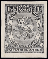 P        10 (10) 1892 1d Coat Of Arms Die Proofs^ On Paper, Two Distinct Shades Of Blue And One Black, An... - Tonga (...-1970)