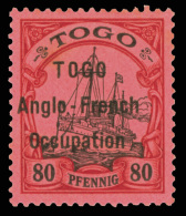 *        43 (H9) 1914 80pf Black And Carmine On Rose Kaiser's Yacht^, Overprinted "TOGO Anglo-French Occupation",... - Andere & Zonder Classificatie