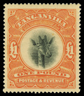 *        28a (88) 1922-24 £1 Yellow-orange Giraffe^, Wmkd MSCA (sideways), Perf 14, A Perfectly Centered... - Tanganyika (...-1932)