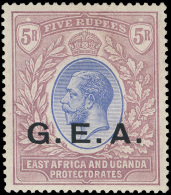 *        1-7 (63-68) 1921 12¢-5R K George V Of Kenya, Uganda, And Tanganyika^, Overprinted "G.E.A." In Black,... - Tanganyika (...-1932)