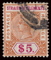 O        83-88 (95-97, 103-05) 1892-99 1¢-$5 Q Victoria^, Cplt (6) Per Scott, Used, F-VF Scott Retail... - Straits Settlements