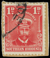 O        2b (2c) 1929 1d Bright Rose K George V Admiral,^ Perf 12½ Coil, Vastly Undercatalogued As It Is By... - Zuid-Rhodesië (...-1964)