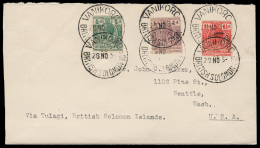 [x]      23, 43, 45 (39, 41-42) 193? Nov 28 Cover To Seattle^, U.S.A. Franked With ½d, 1d And 1½d To... - Solomoneilanden (1978-...)